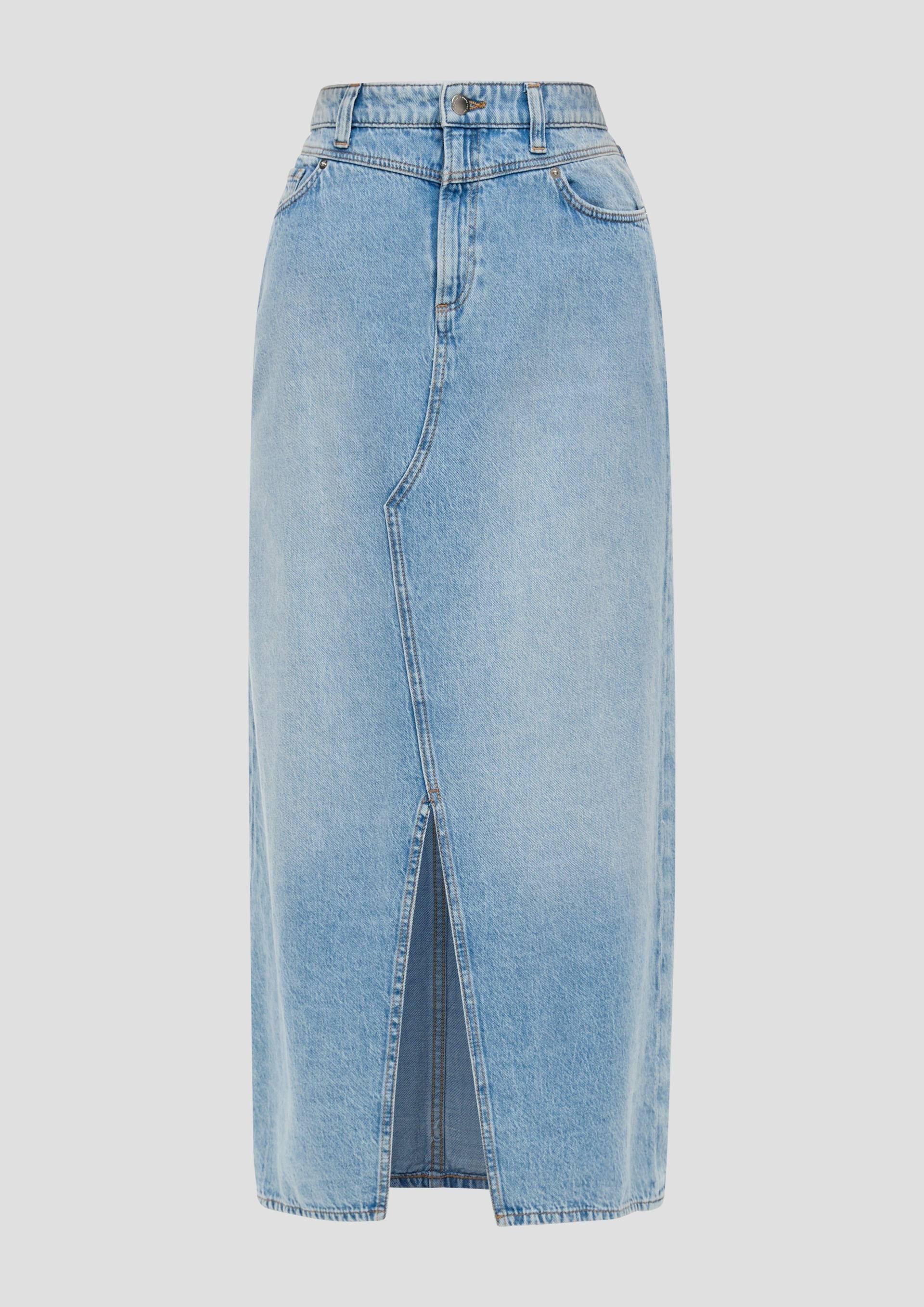 QS - Denimrock mit Waschung, Damen, blau von QS