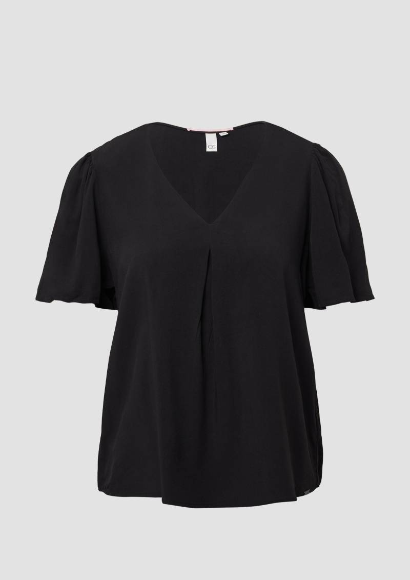 QS - Feminine Kurzarmbluse aus Viskose, Damen, schwarz QS - Feminine Kurzarmbluse aus Viskose, Damen, schwarz von QS