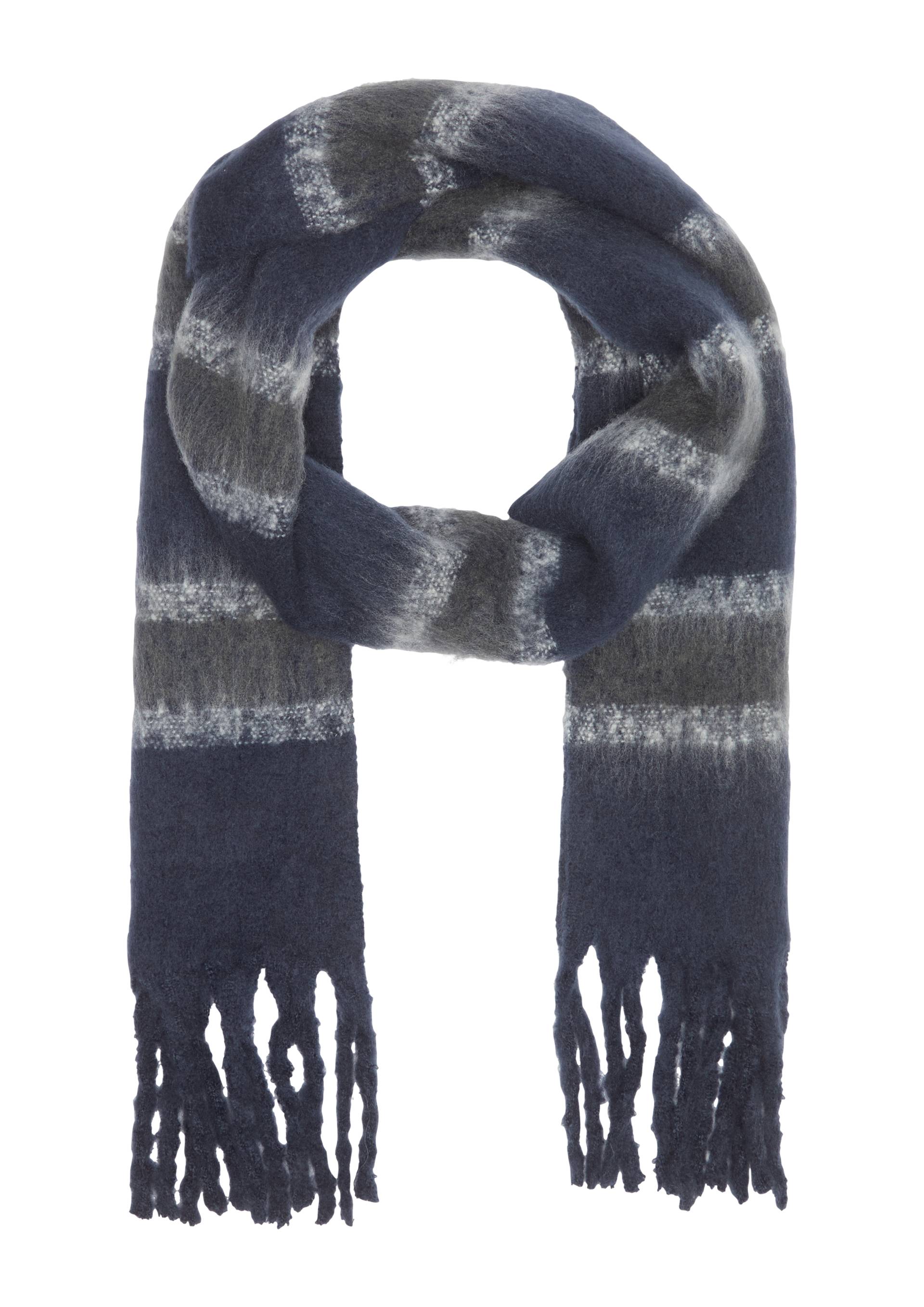 QS - Flauschiger Schal mit Fransen, Damen, blau QS - Flauschiger Schal mit Fransen, Damen, blau von QS