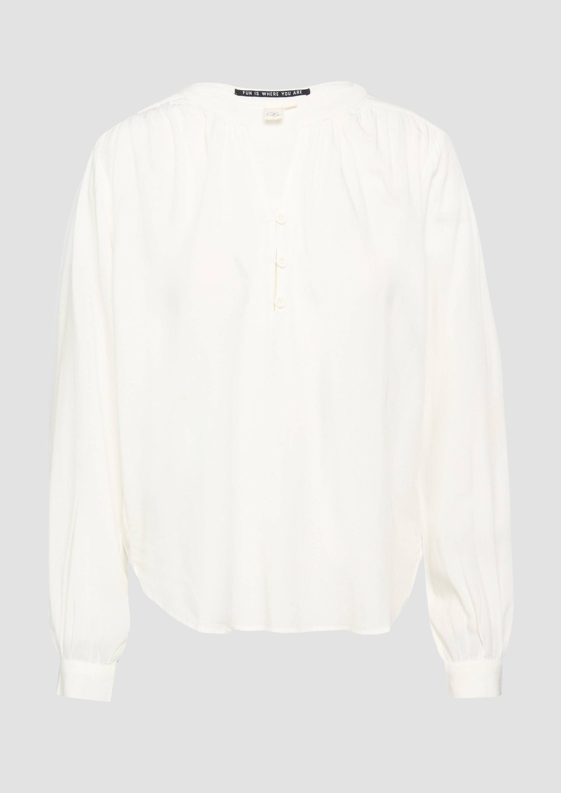 QS - Fließende Viskose-Bluse mit Raffung, Damen, creme von QS