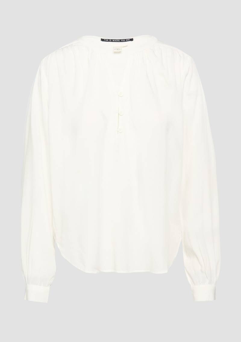 QS - Fließende Viskose-Bluse mit Raffung, Damen, creme von QS
