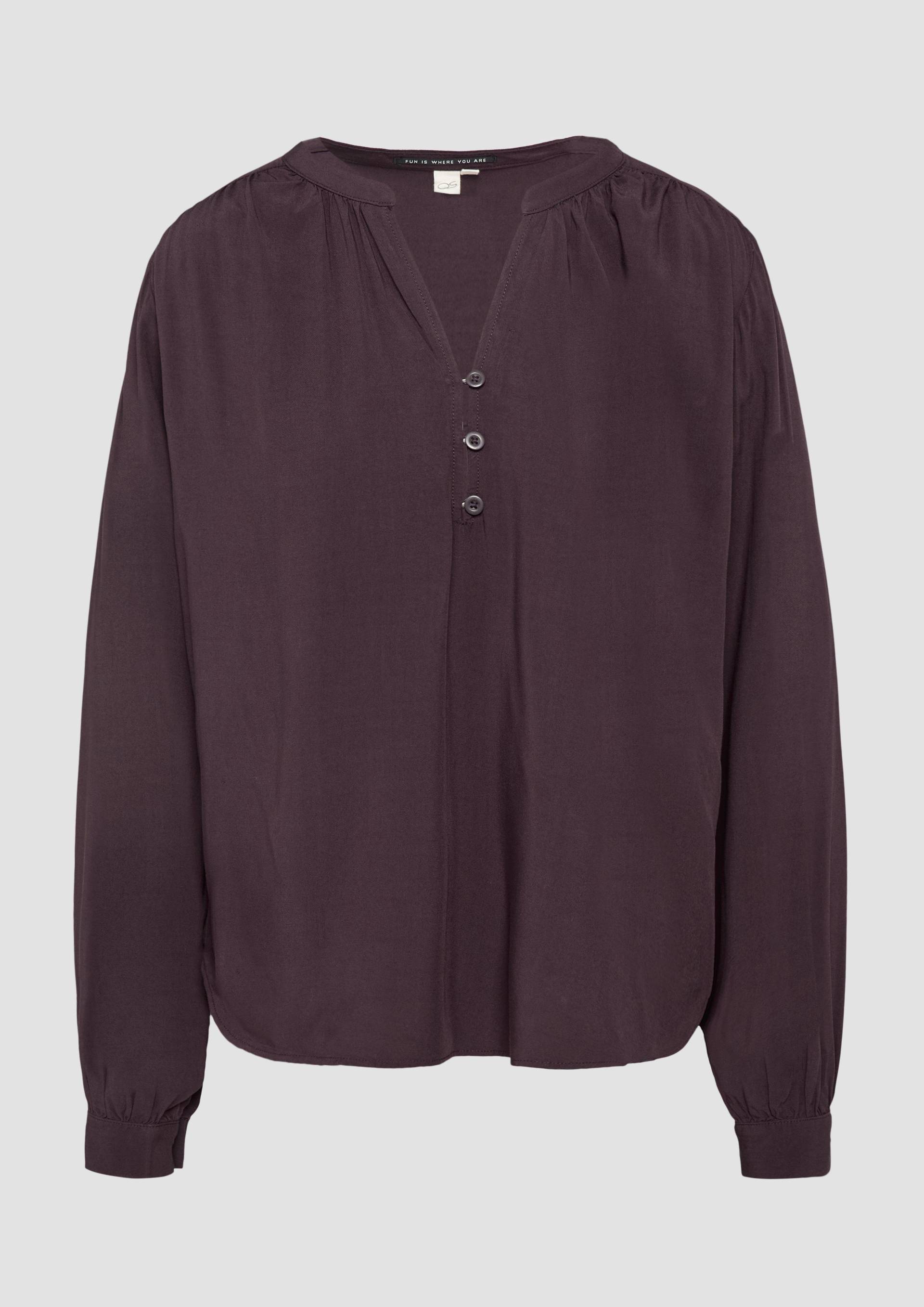 QS - Fließende Viskose-Bluse mit Raffung, Damen, lila von QS