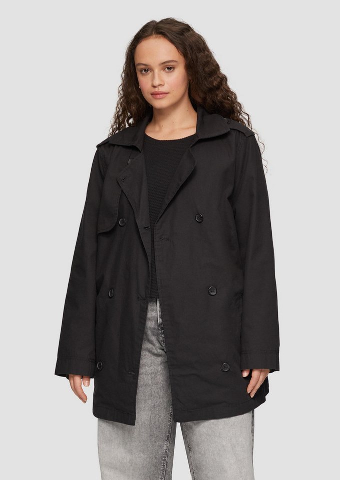 QS Funktionsjacke Outdoor-Jacke Kurzer Trenchcoat aus Baumwolle mit Gürtel von QS