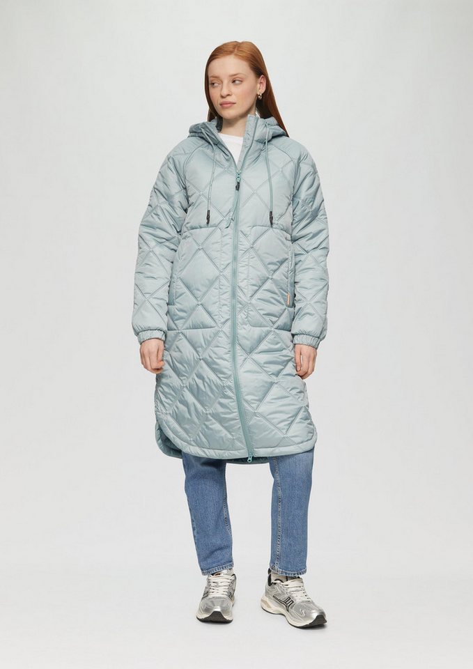 QS Funktionsmantel Outdoor-Mantel Mantel mit Prägemuster und Kapuze von QS