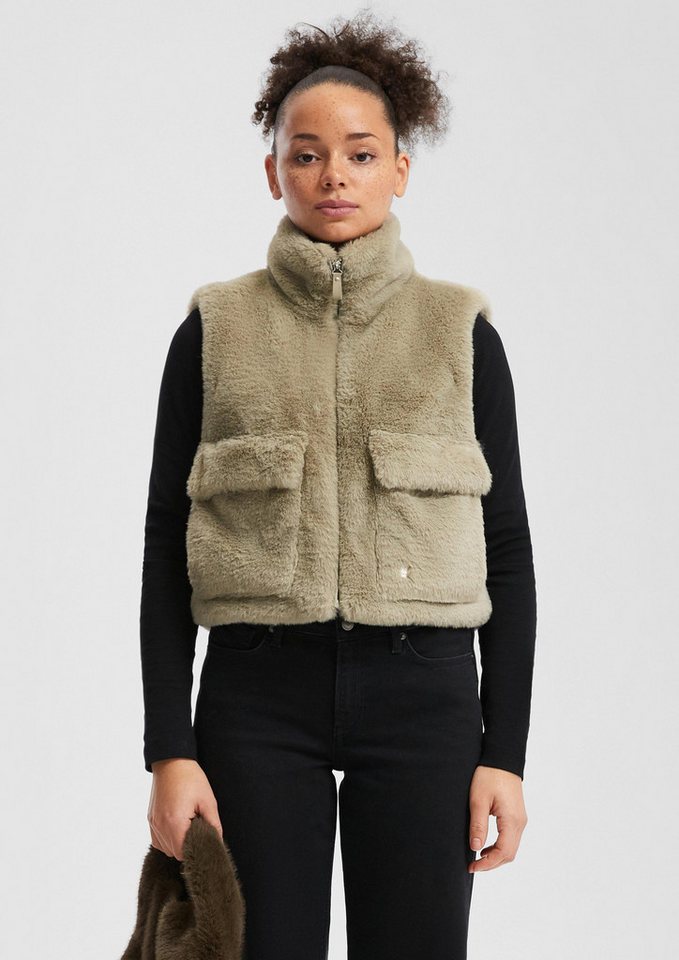 QS Outdoorjacke Outdoor-Weste Weste in Felloptik von QS