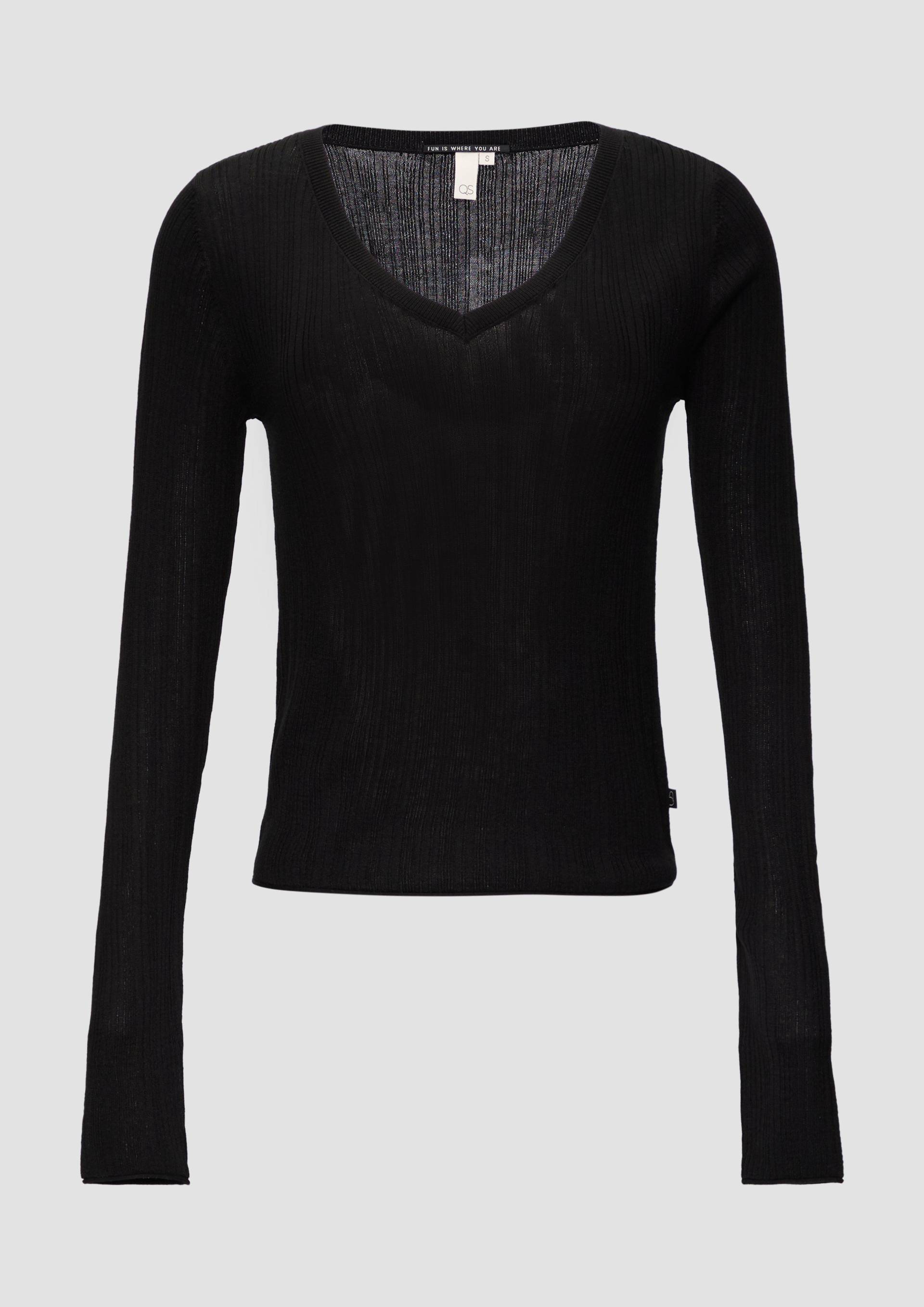 QS - Gerippter Feinstrickpullover aus Viskosemix, Damen, schwarz QS - Gerippter Feinstrickpullover aus Viskosemix, Damen, schwarz von QS