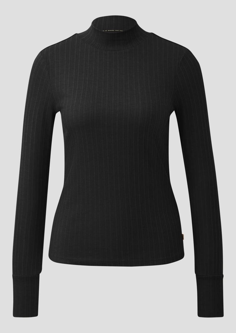QS - Geripptes Langarmshirt, Damen, schwarz QS - Geripptes Langarmshirt, Damen, schwarz von QS