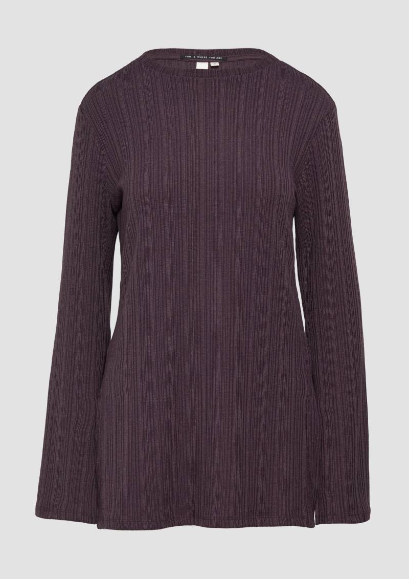 QS - Geripptes Longshirt mit seitlichen Schlitzen, Damen, lila QS - Geripptes Longshirt mit seitlichen Schlitzen, Damen, lila von QS