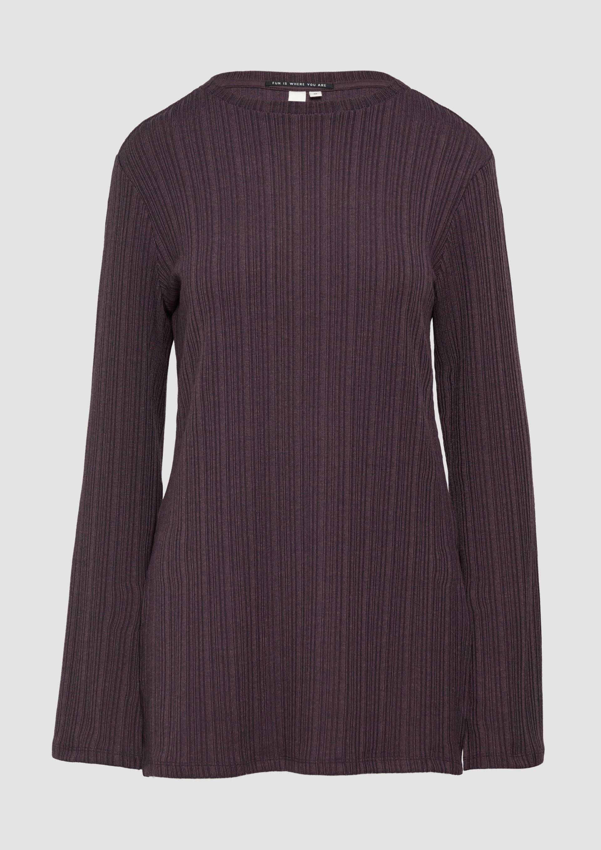 QS - Geripptes Longshirt mit seitlichen Schlitzen, Damen, lila QS - Geripptes Longshirt mit seitlichen Schlitzen, Damen, lila von QS