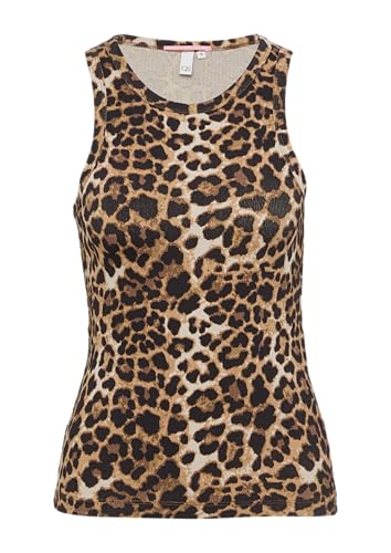 QS Geripptes Tanktop mit All-Over-Print schwarz XXL von QS
