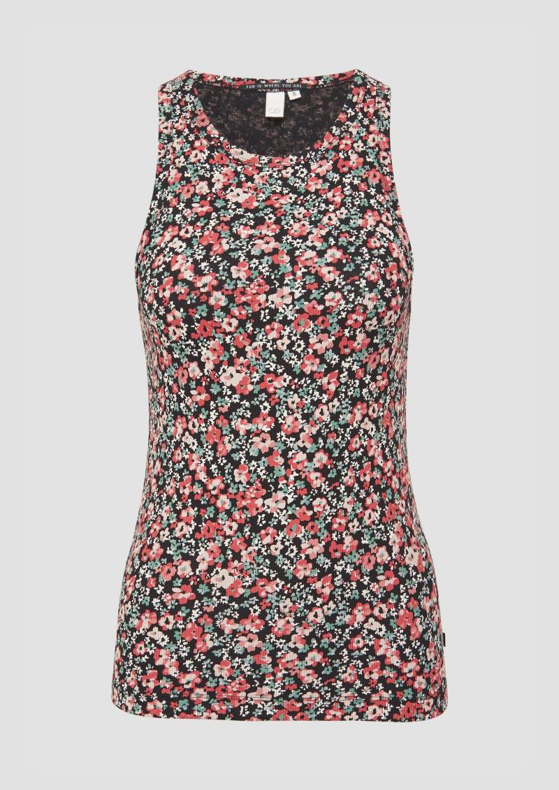 QS - Geripptes Tanktop mit All-over-Print, Damen, mehrfarbig|schwarz QS - Geripptes Tanktop mit All-over-Print, Damen, mehrfarbig|schwarz von QS
