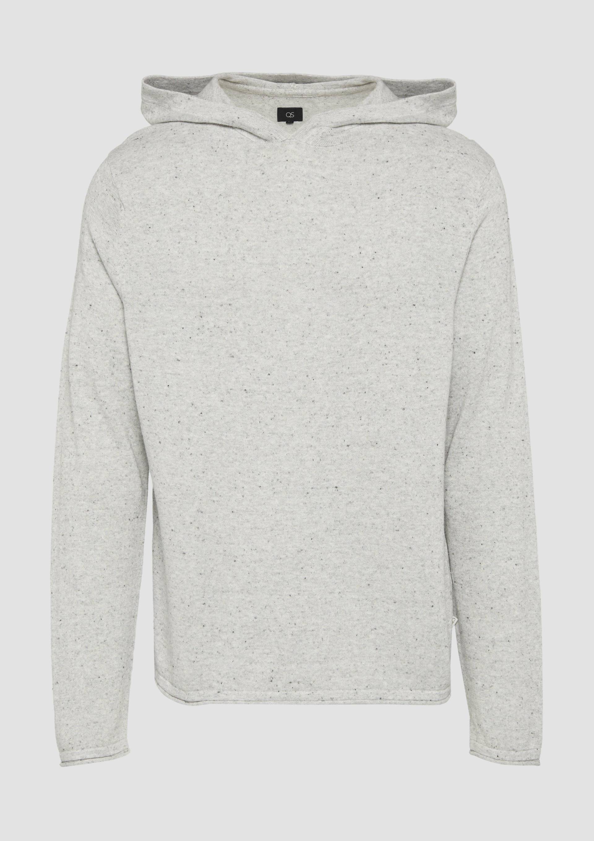 QS - Gestrickter Hoodie aus Melangegarn, Herren, grau von QS