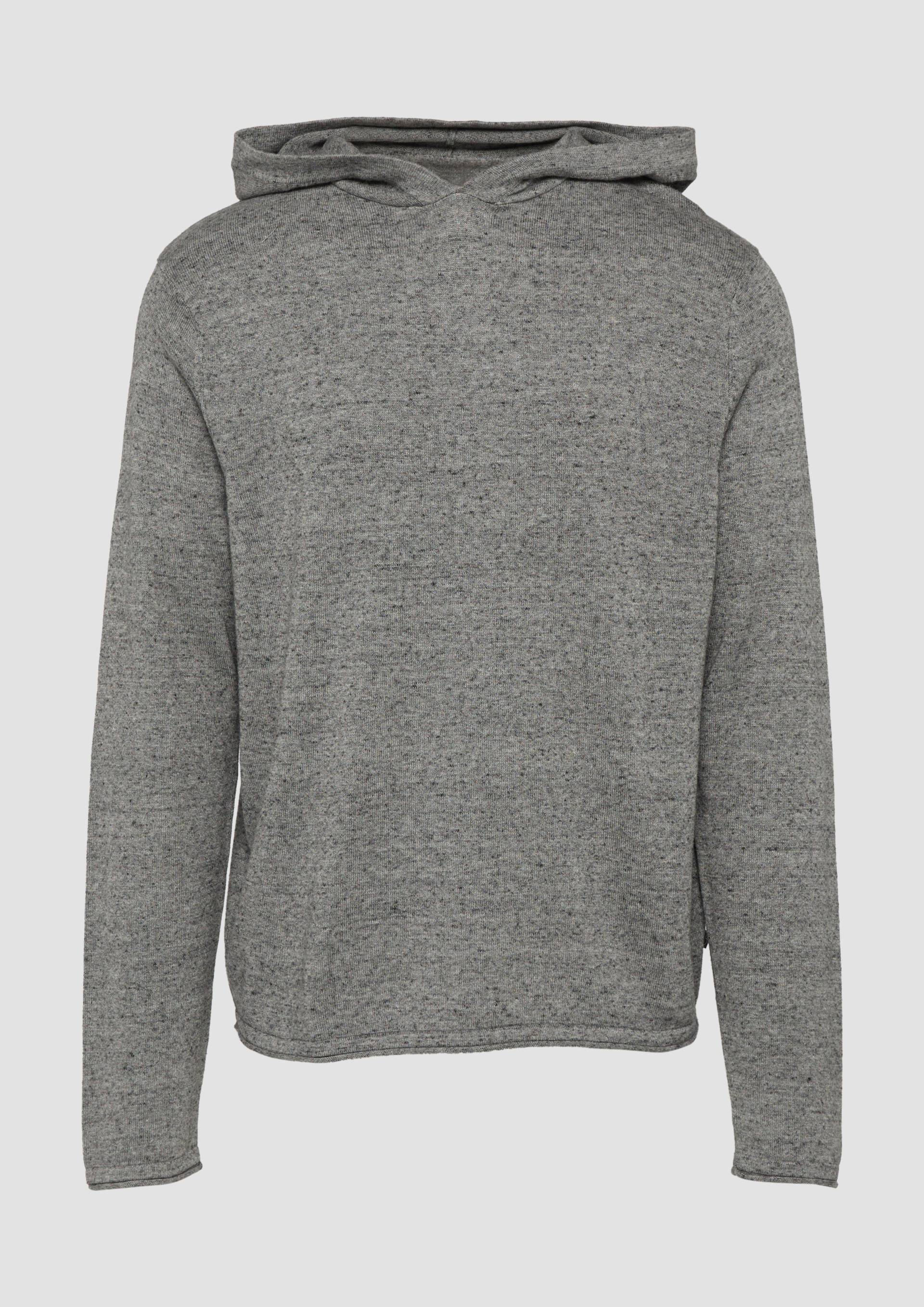 QS - Gestrickter Hoodie aus Melangegarn, Herren, grau von QS
