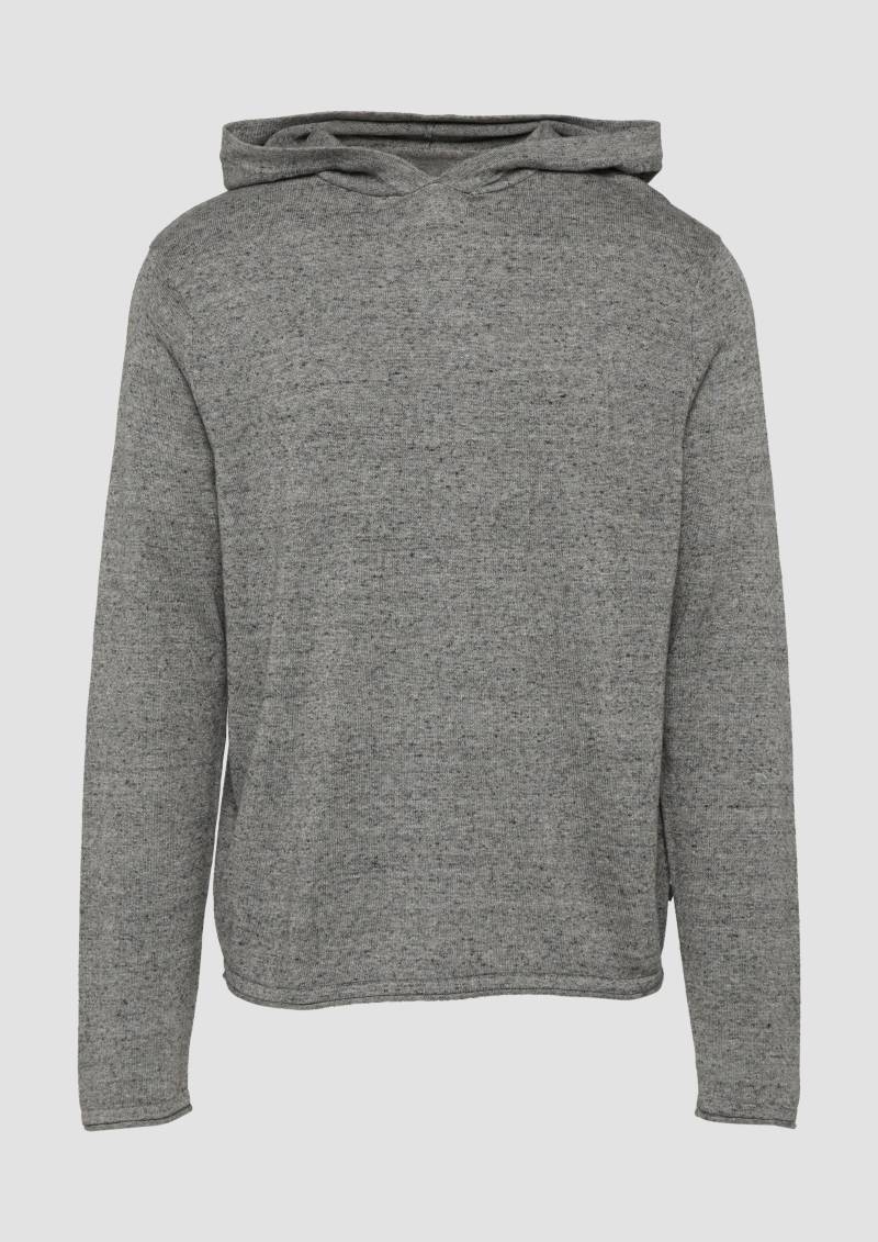 QS - Gestrickter Hoodie aus Melangegarn, Herren, grau von QS