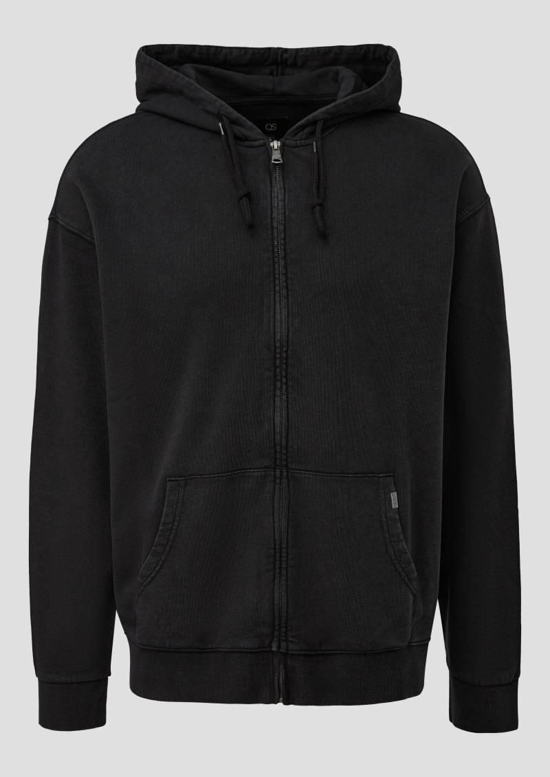 QS - Gewaschene Sweatjacke mit Kapuze, Herren, schwarz von QS