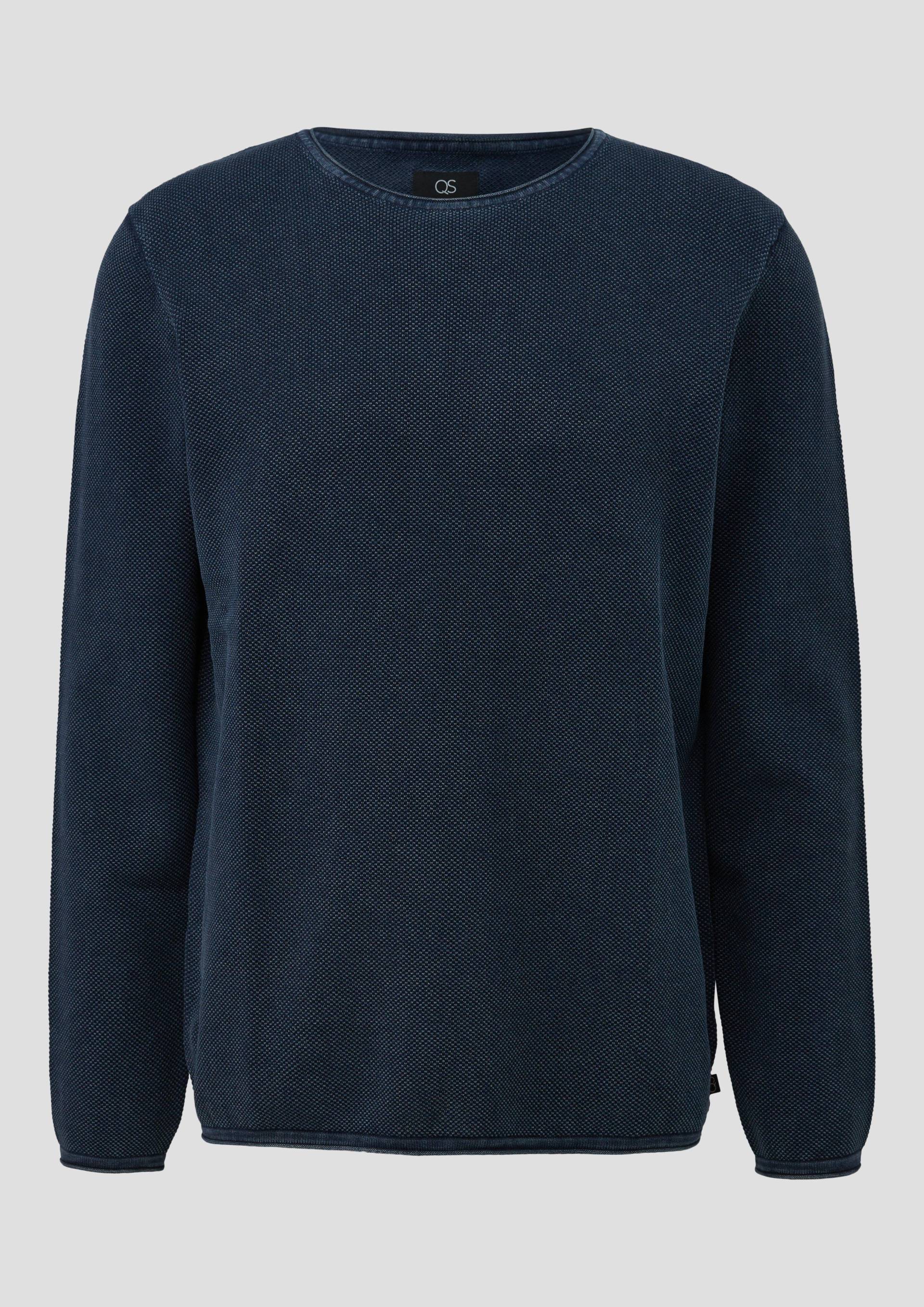 QS - Gewaschener Pullover mit Rollkante, Herren, blau QS - Gewaschener Pullover mit Rollkante, Herren, blau von QS