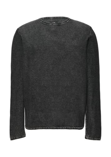 QS Gewaschener Strickpullover mit Rollsaum schwarz XXL von QS