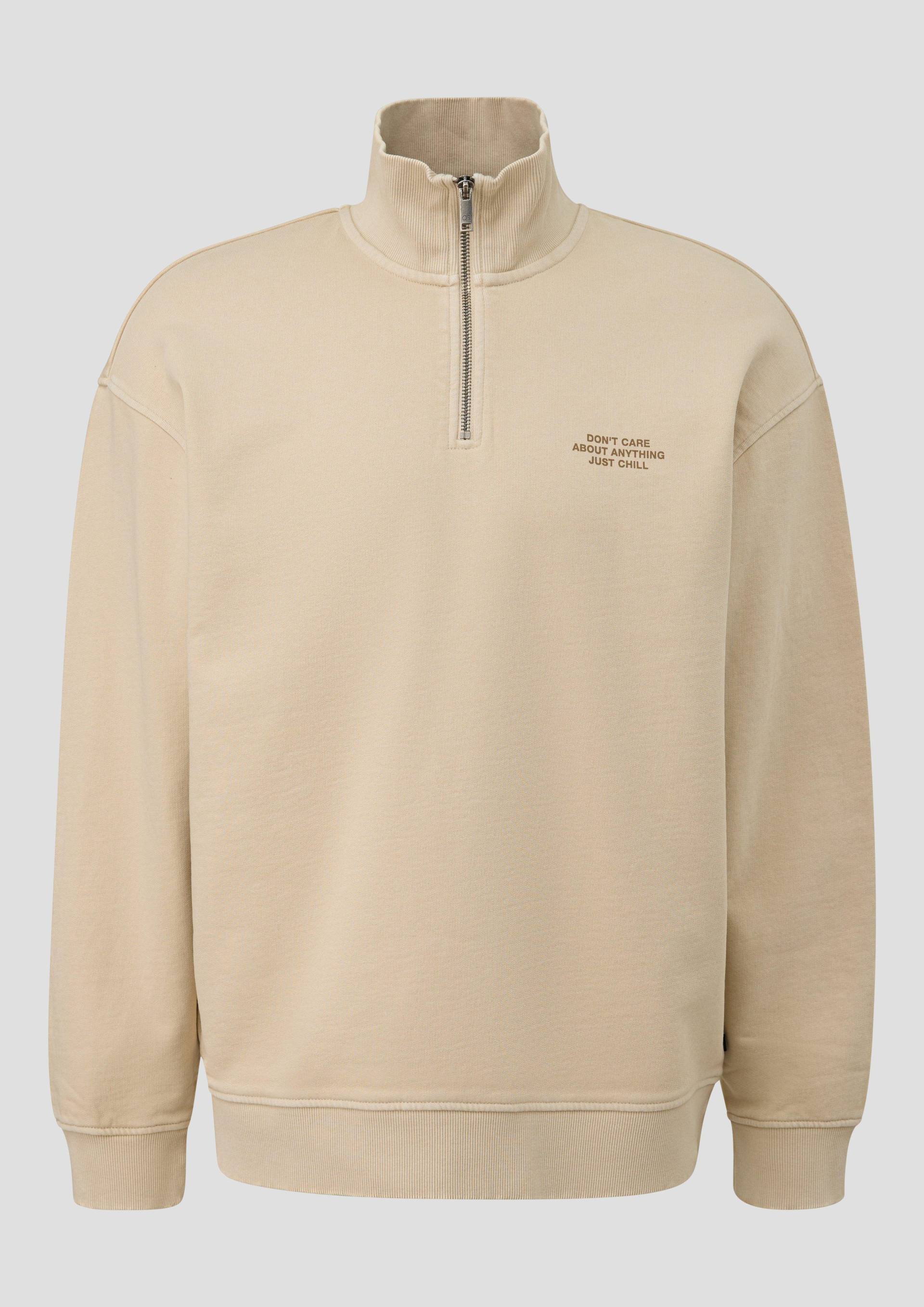 QS - Gewaschener Sweat-Troyer mit Brustprint, Herren, Beige von QS