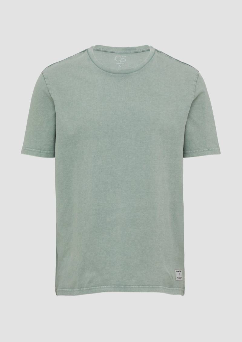 QS - Gewaschenes Basic-T-Shirt aus weichem Heavy Jersey, Herren, grün von QS