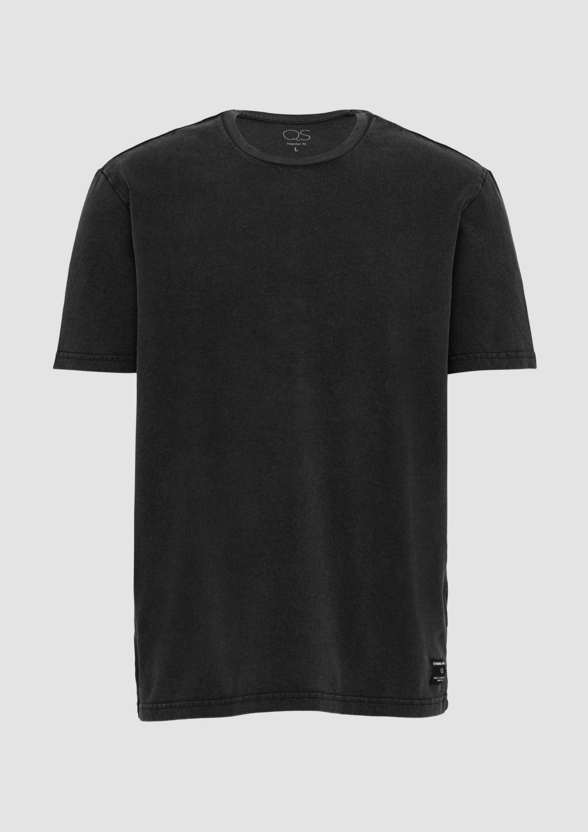 QS - Gewaschenes Basic-T-Shirt aus weichem Heavy Jersey, Herren, schwarz von QS
