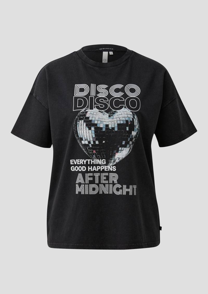 QS - Gewaschenes Printshirt, Damen, schwarz von QS