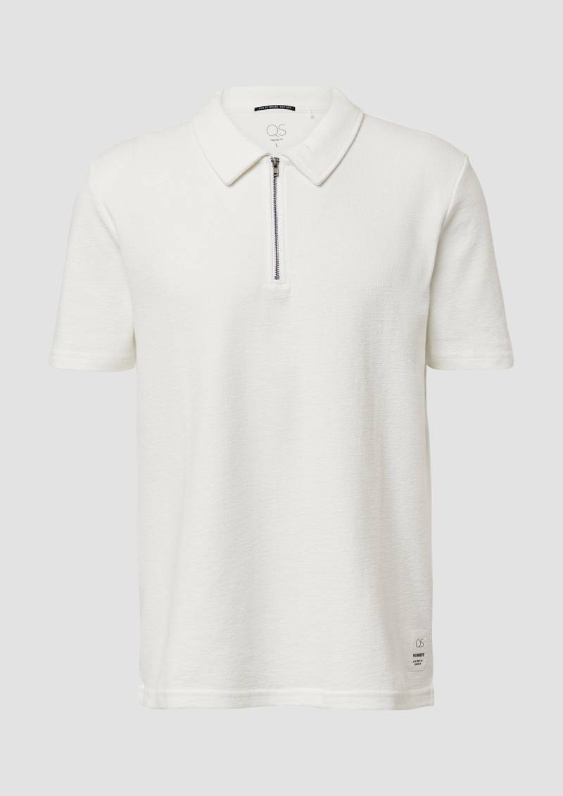 QS - Gewaschenes Polo-Shirt mit Reißverschluss aus Strukturjersey, Herren, weiß QS - Gewaschenes Polo-Shirt mit Reißverschluss aus Strukturjersey, Herren, weiß von QS