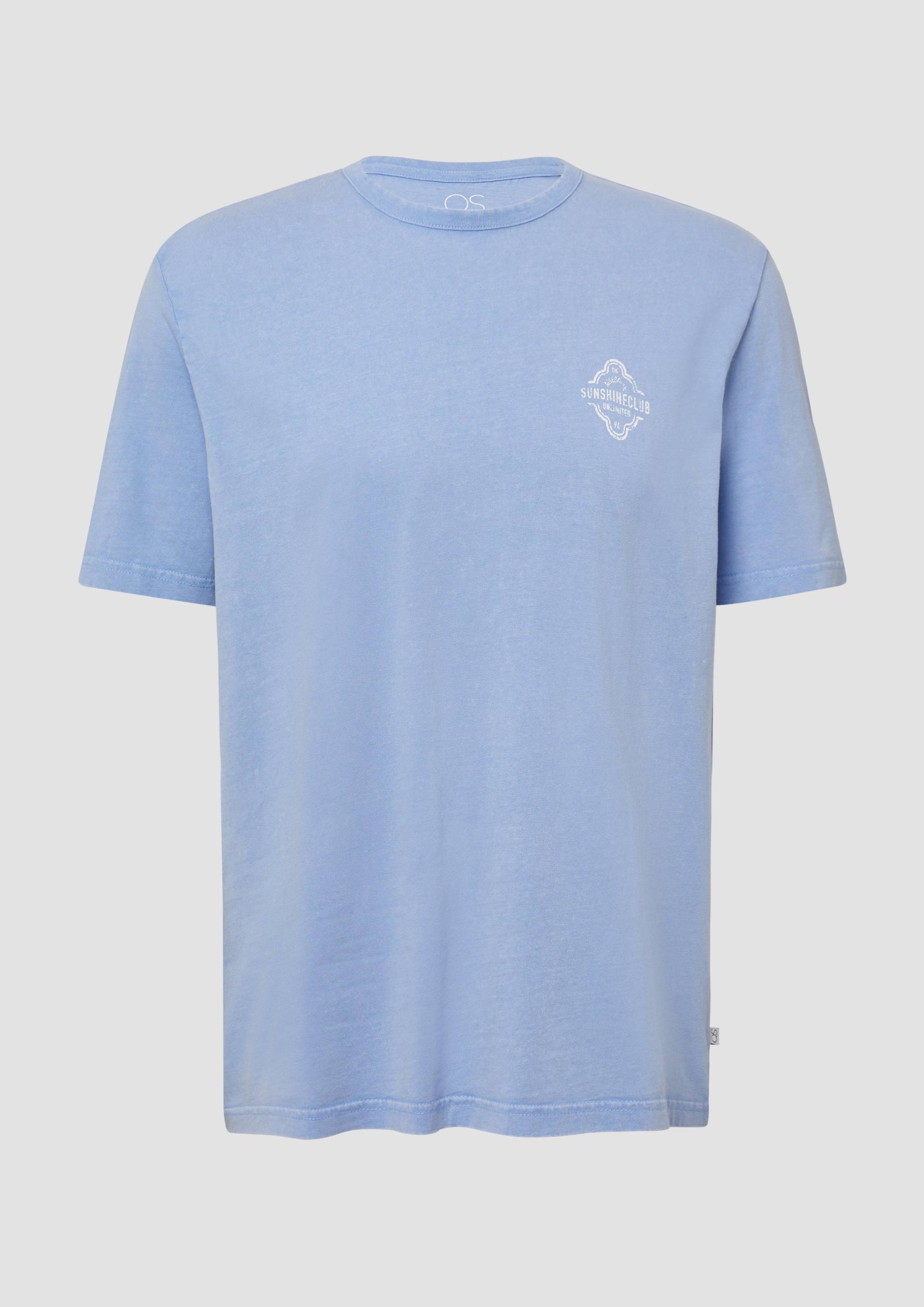 QS - Gewaschenes T-Shirt mit Front- und Rückenprint, Herren, blau QS - Gewaschenes T-Shirt mit Front- und Rückenprint, Herren, blau von QS