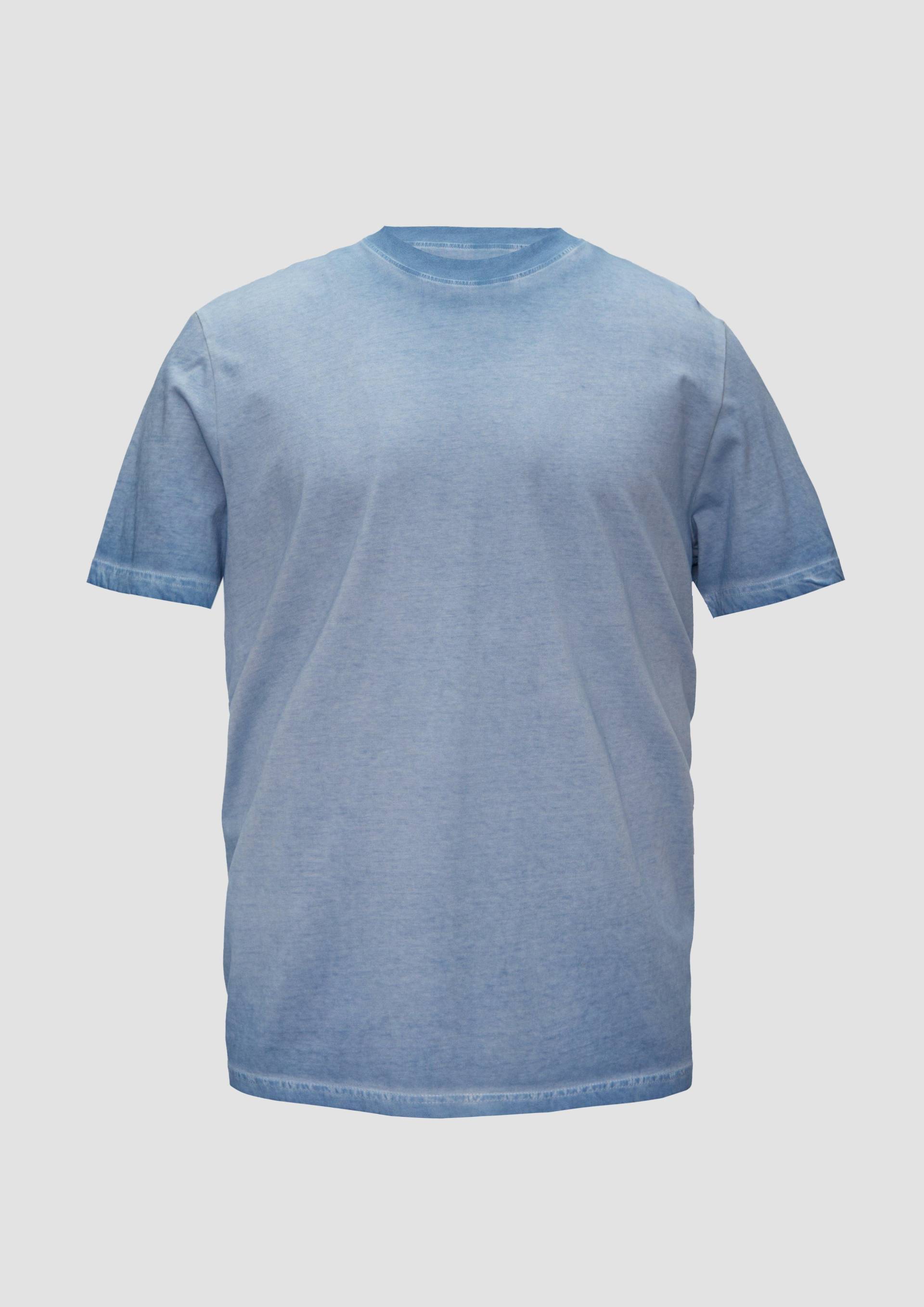 QS - Gewaschenes T-Shirt mit Rundhalsausschnitt, Herren, blau von QS