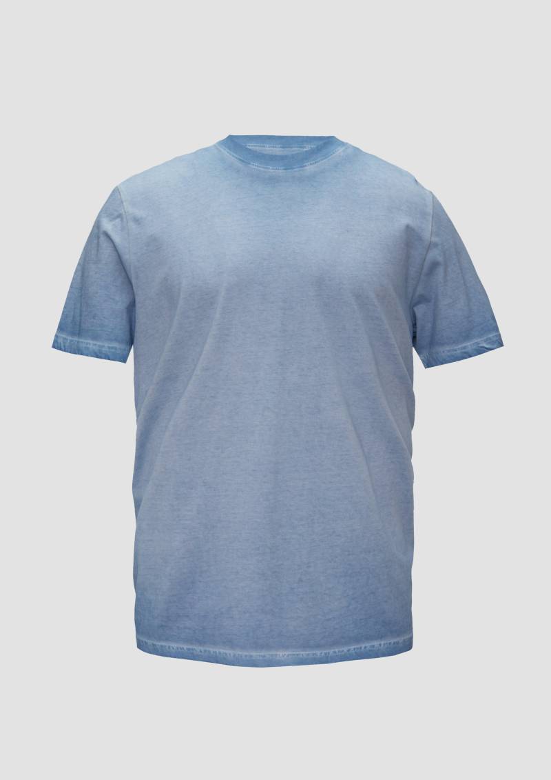 QS - Gewaschenes T-Shirt mit Rundhalsausschnitt, Herren, blau von QS