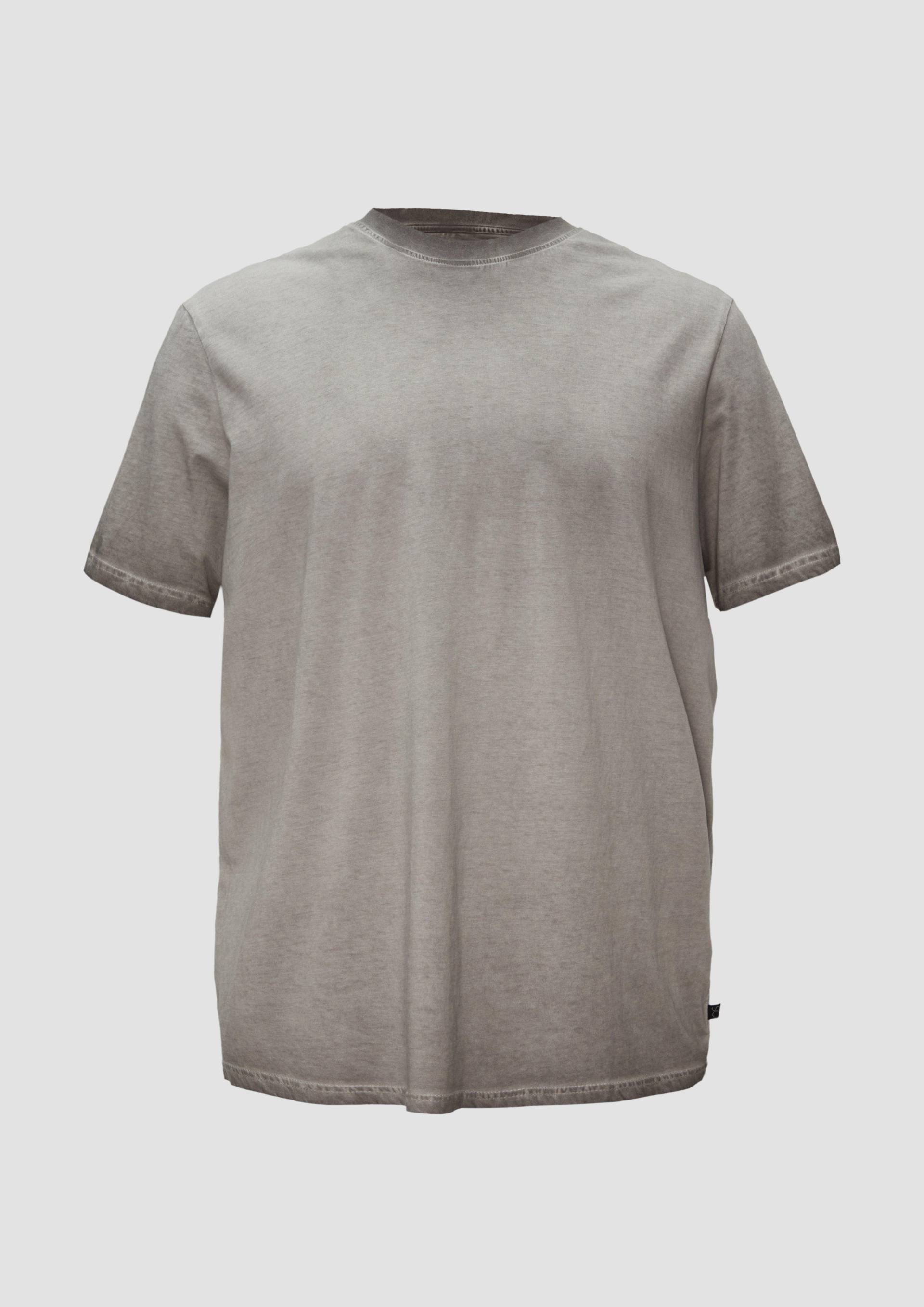 QS - Gewaschenes T-Shirt mit Rundhalsausschnitt, Herren, grau von QS