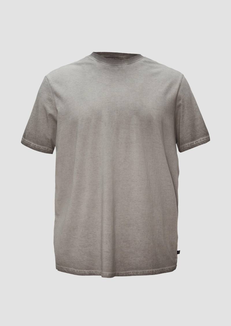 QS - Gewaschenes T-Shirt mit Rundhalsausschnitt, Herren, grau von QS