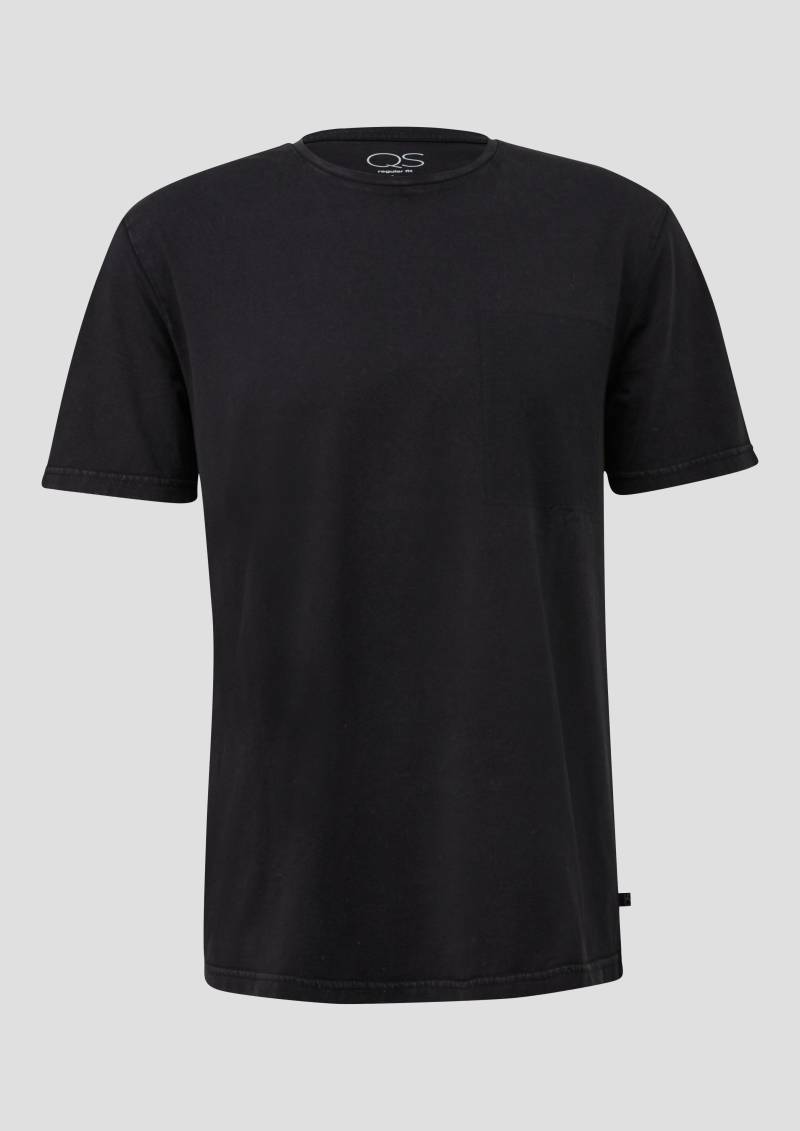 QS - Gewaschenes T-Shirt mit Kontrast-Detail, Herren, schwarz von QS
