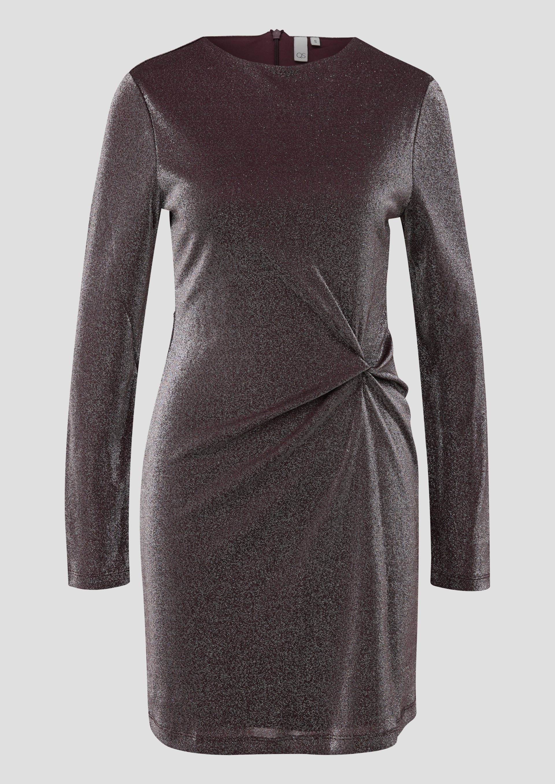 QS - Glitzer Jerseykleid mit Knotendetail, Damen, lila von QS