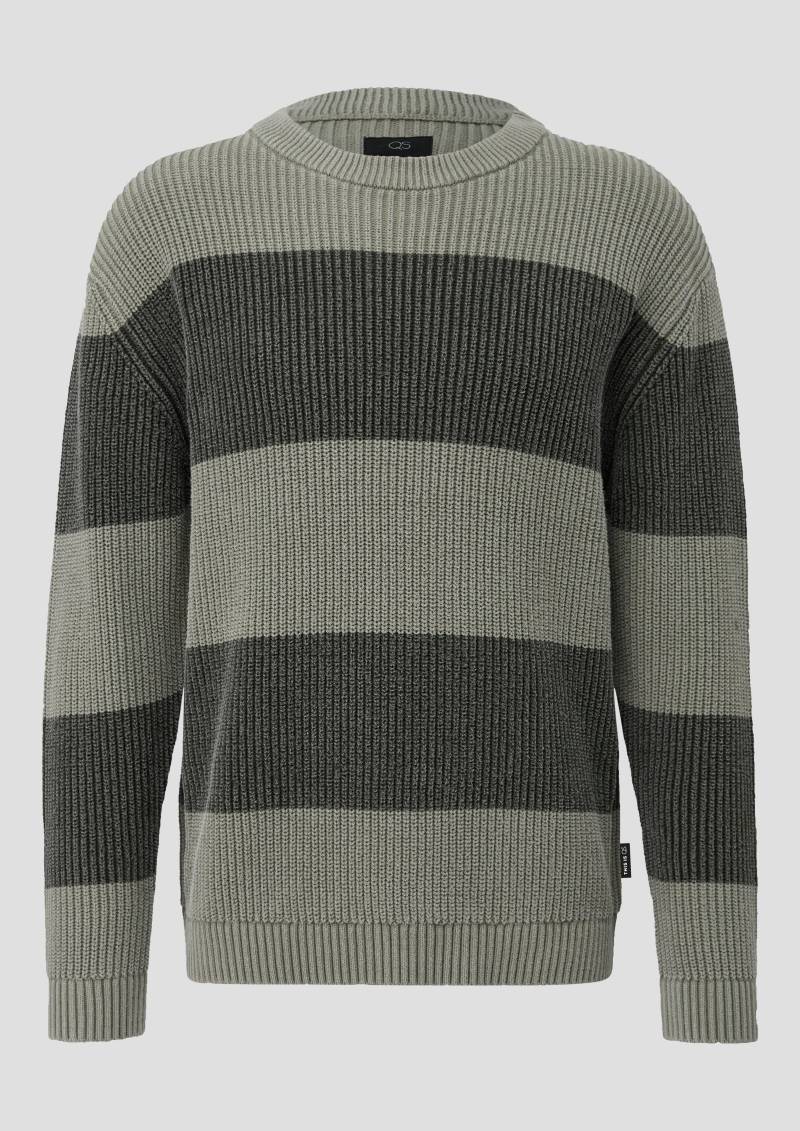 QS - Grobstrickpullover mit Wascheffekt, Herren, Grün von QS