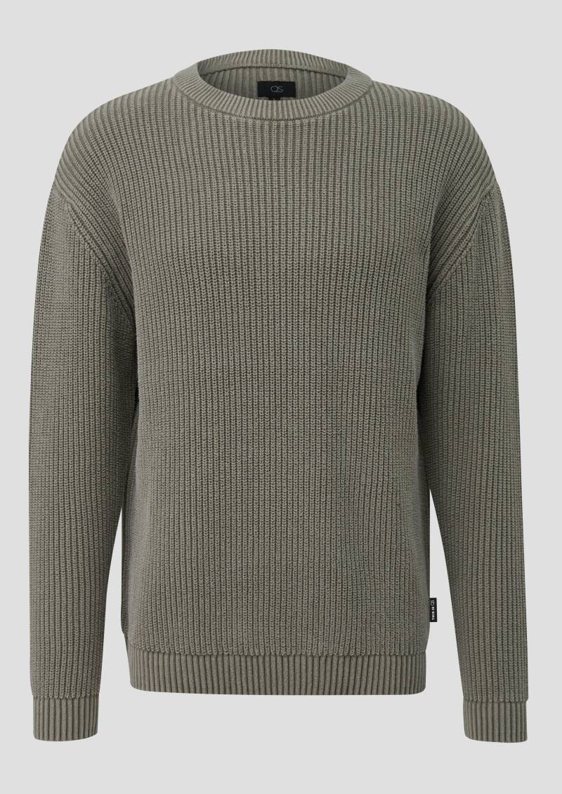 QS - Grobstrickpullover mit Wascheffekt, Herren, Grün von QS
