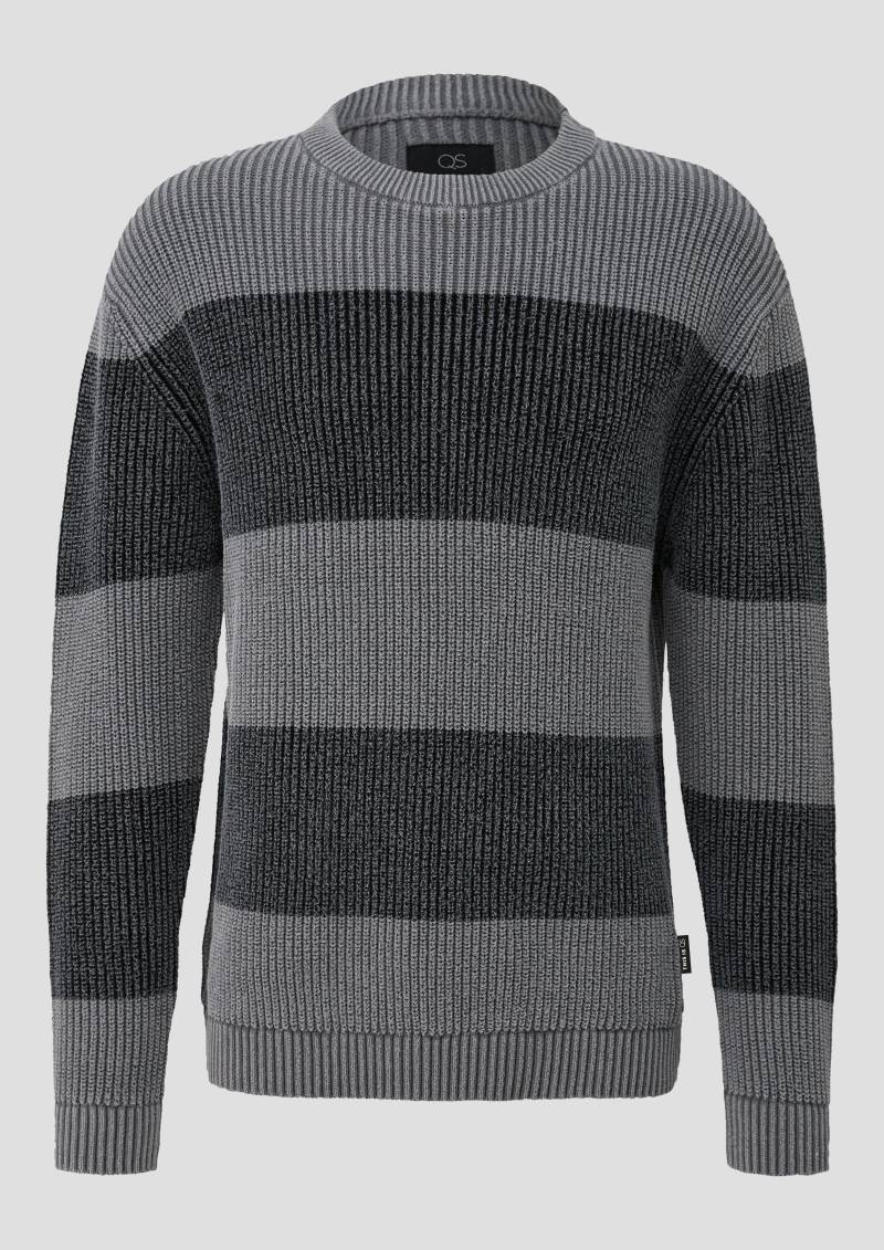 QS - Grobstrickpullover mit Wascheffekt, Herren, grau von QS