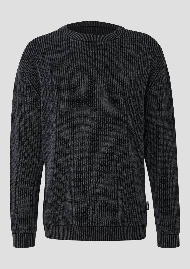 QS - Grobstrickpullover mit Wascheffekt, Herren, schwarz von QS
