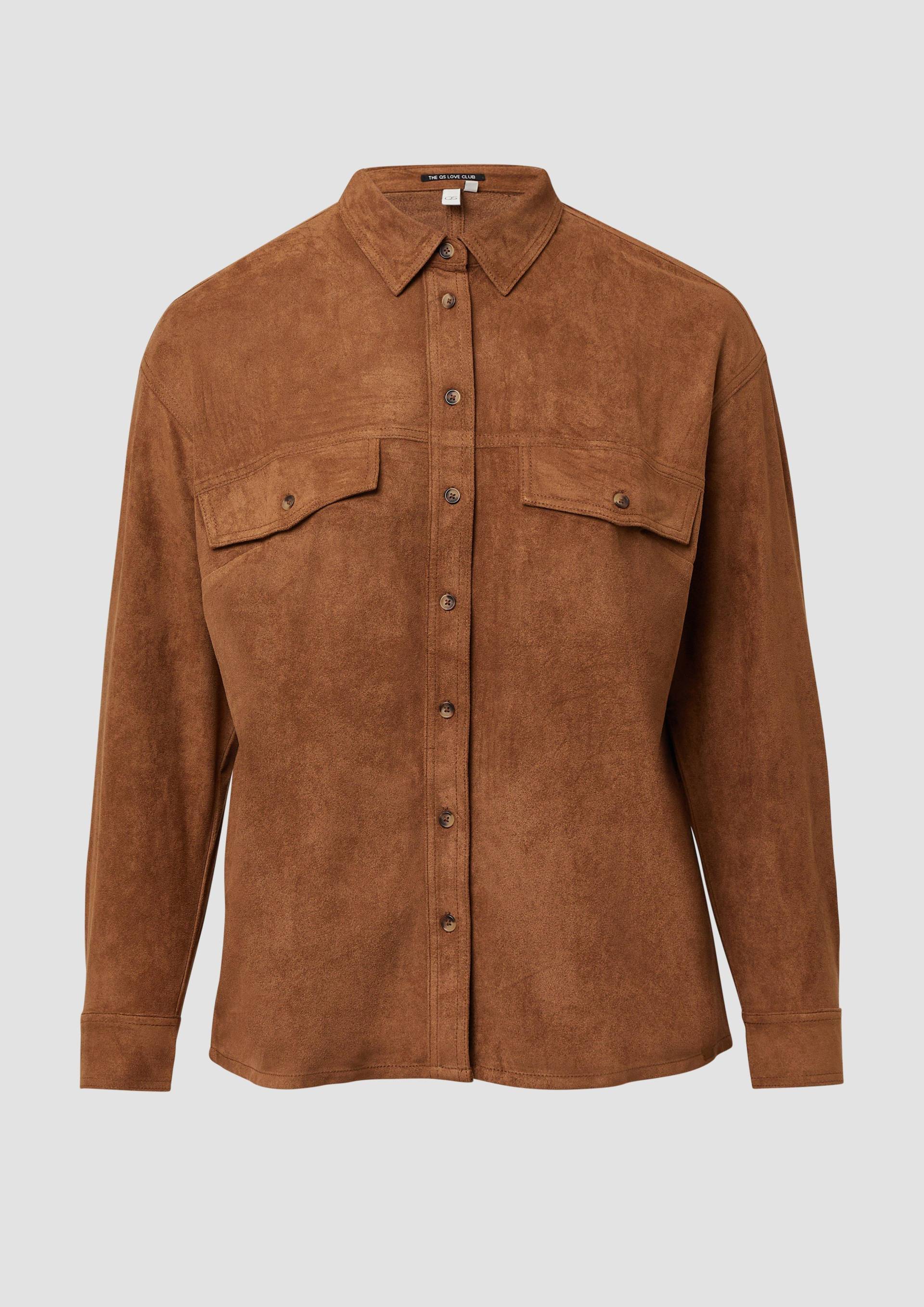 QS - Hemdbluse in Wildlederoptik, Damen, braun von QS