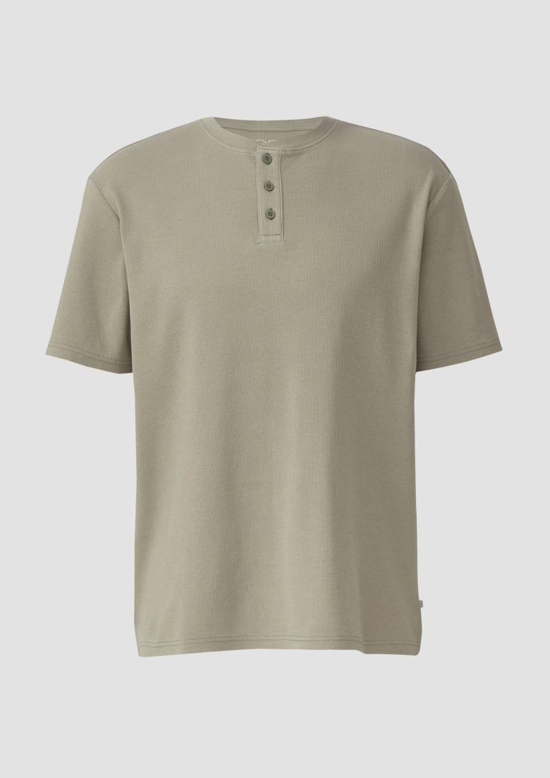 QS - Henley Shirt mit Rippstruktur, Herren, Grün von QS