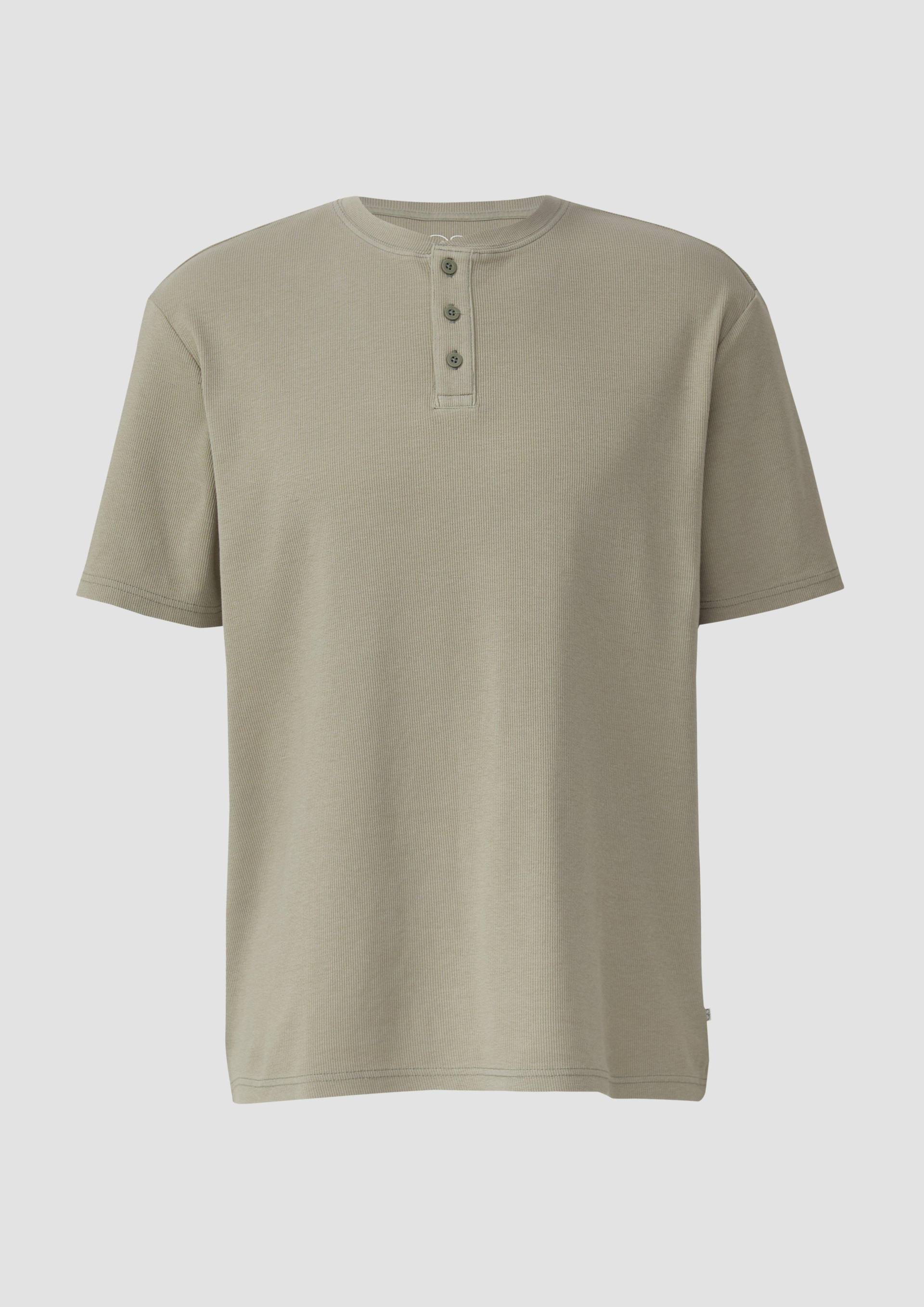 QS - Henley Shirt mit Rippstruktur, Herren, Grün von QS