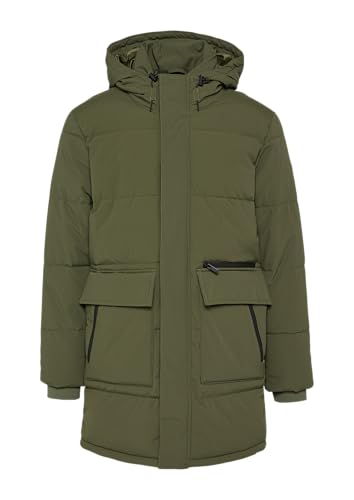 QS Herren 2150220 Steppmantel mit Kapuze, Grün 7971, Small von QS