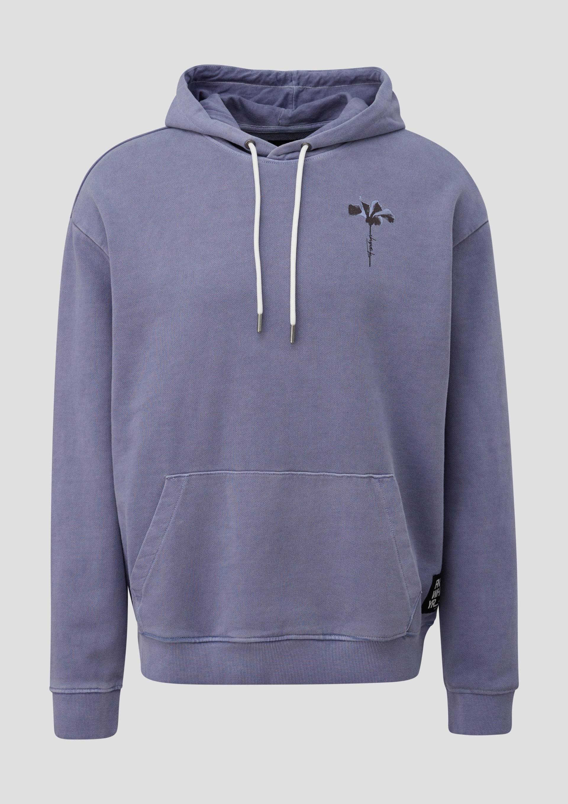 QS - Hoodie mit Front- und Rückenprint, Herren, lila von QS