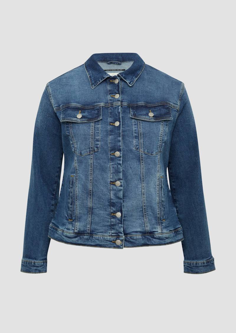 QS - Schmal geschnittene Denimjacke in authentischer Waschung, Damen, blau von QS