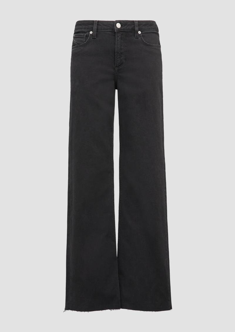 QS - Jeans Catie/ Slim Fit / Mid Rise / Wide Leg / Superstretch / Offener Saum, Damen, schwarz von QS