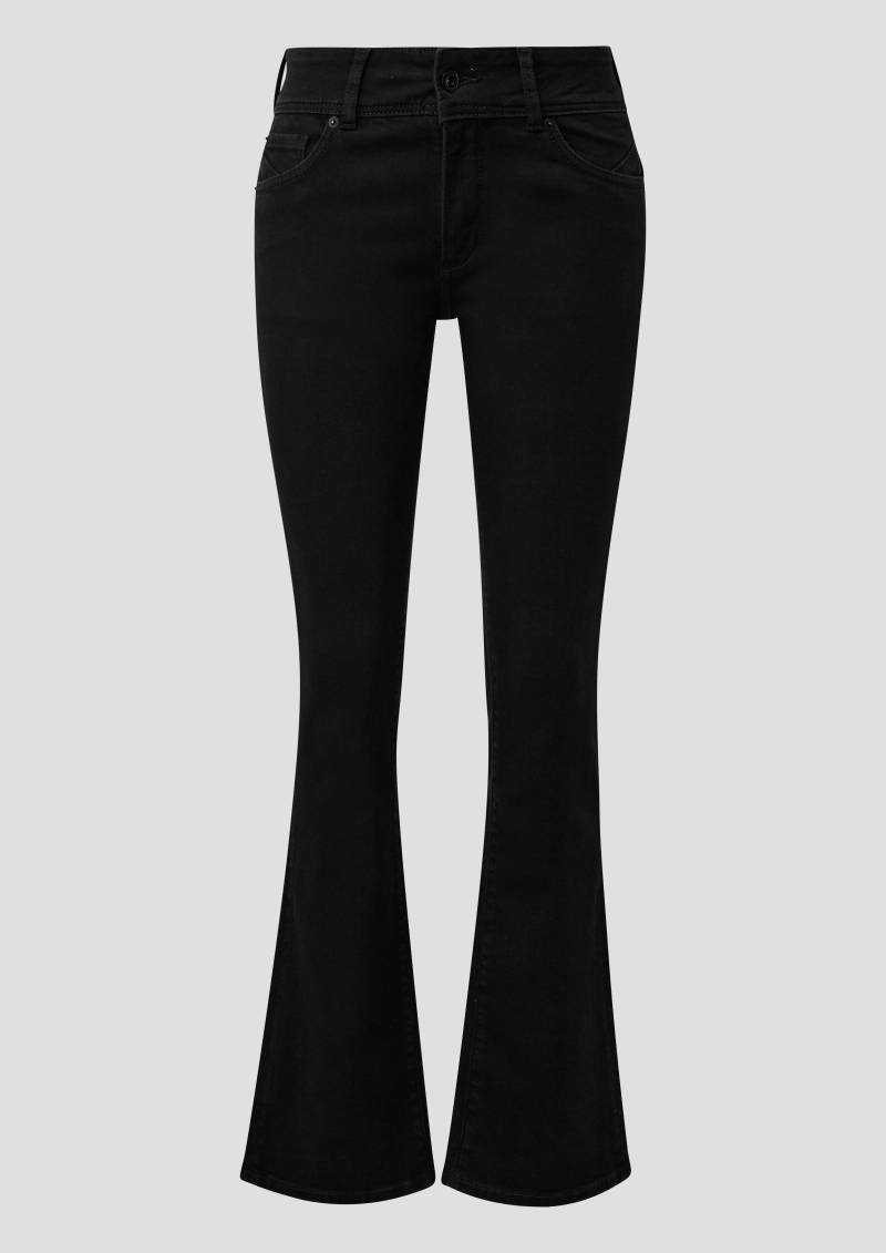 QS - Jeans Catie / Slim Fit / Mid Rise / Bootcut Leg, Damen, schwarz von QS