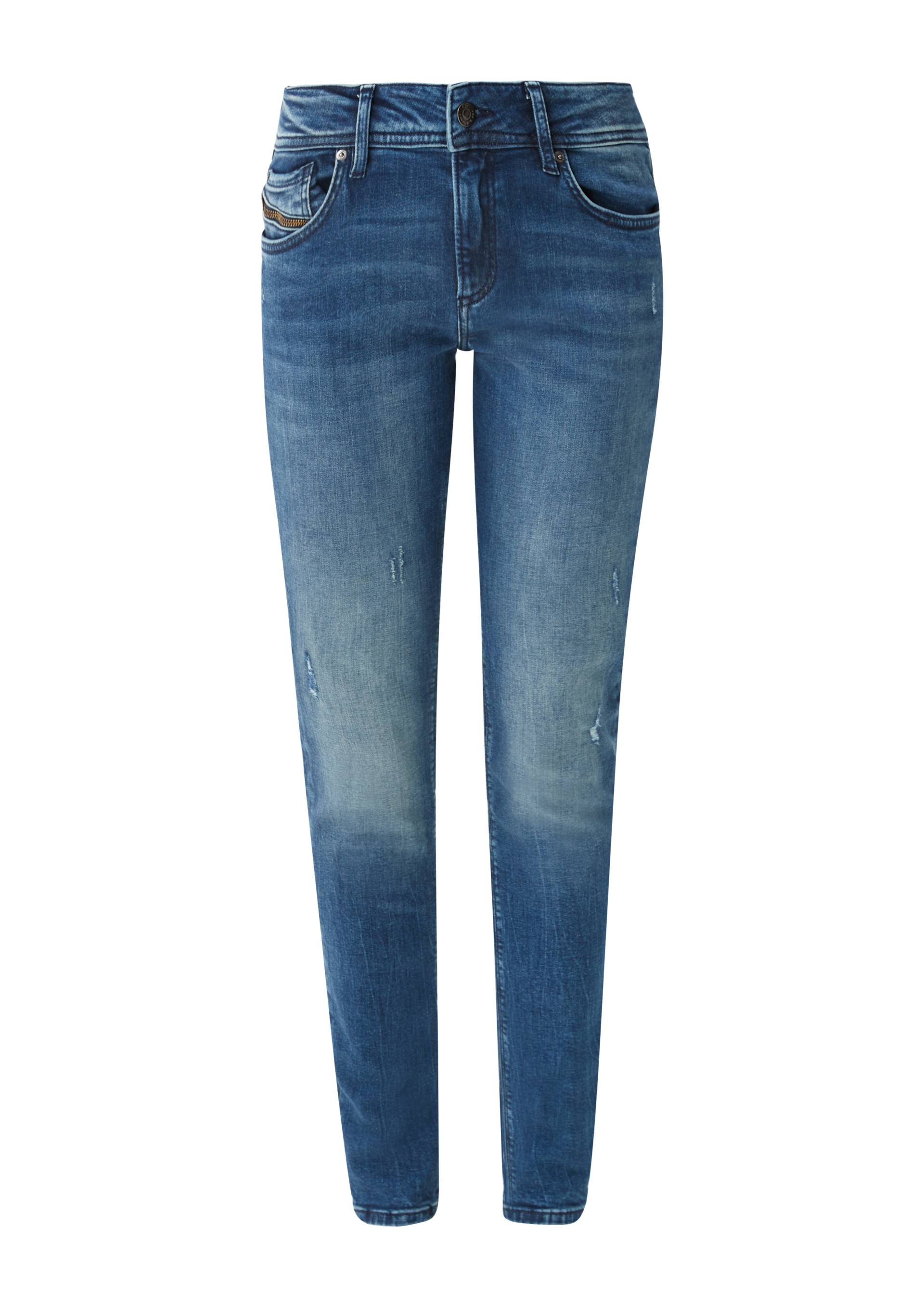 QS - Jeans Catie / Slim Fit / Mid Rise / Slim Leg, Damen, blau von QS