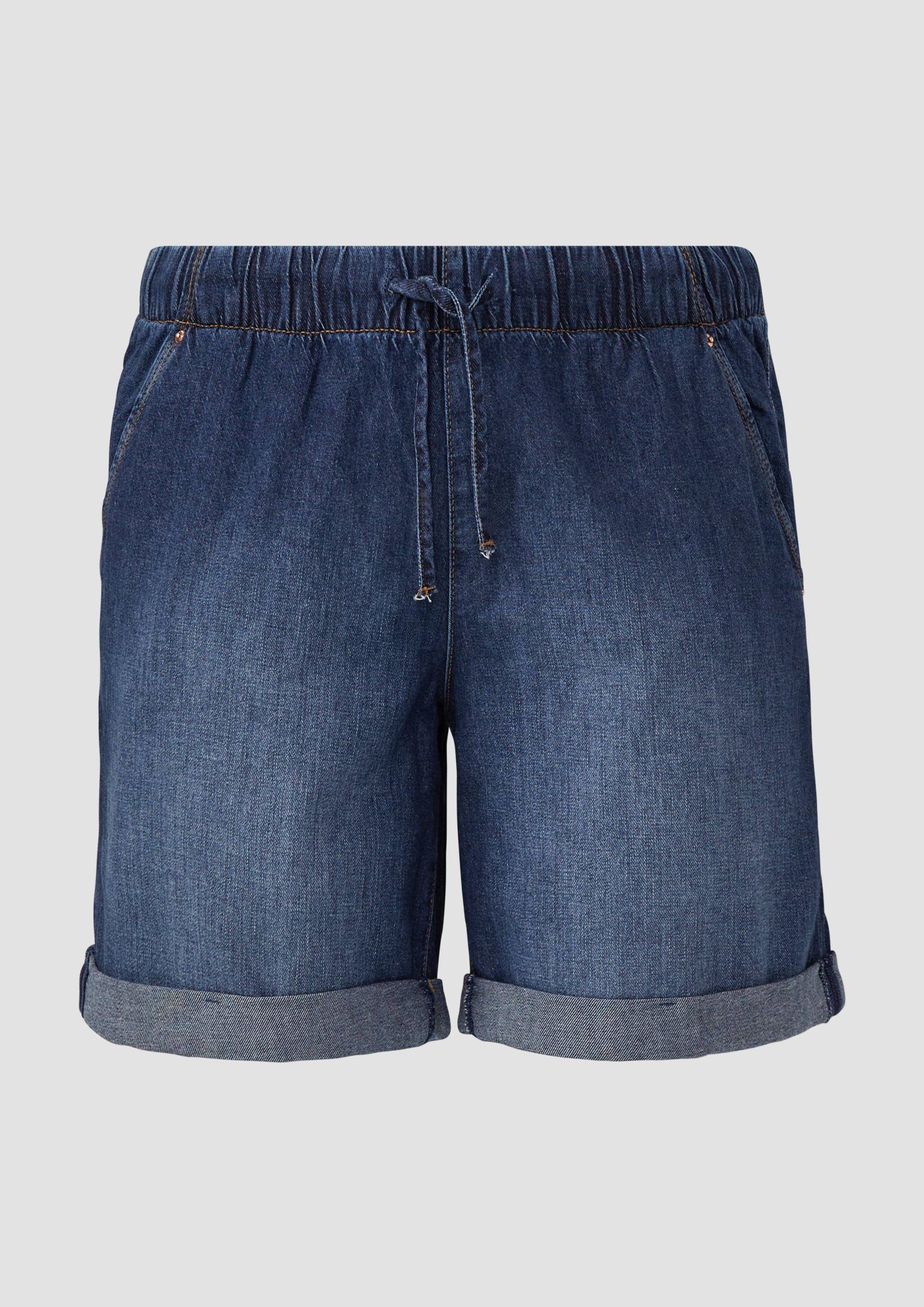 QS - Jeans-Shorts / Comfort Fit / Mid Rise / Elastikbund, Damen, blau von QS