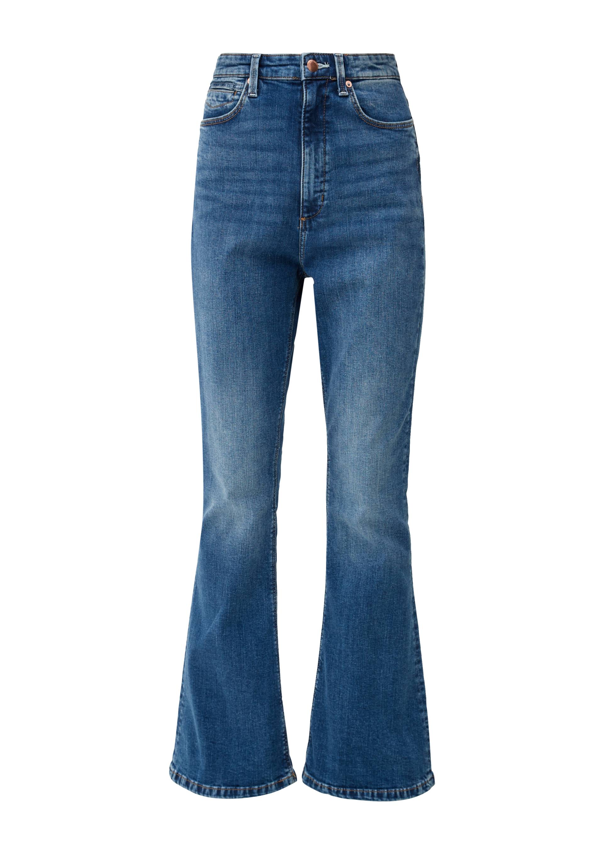 QS - Jeans Reena / Slim Fit / High Rise / Flared Leg, Damen, blau von QS