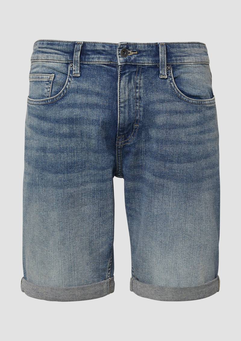 QS - Jeans-Shorts John / Mid Rise / Stretch-Denim mit fixiertem Turn-up, Herren, blau von QS