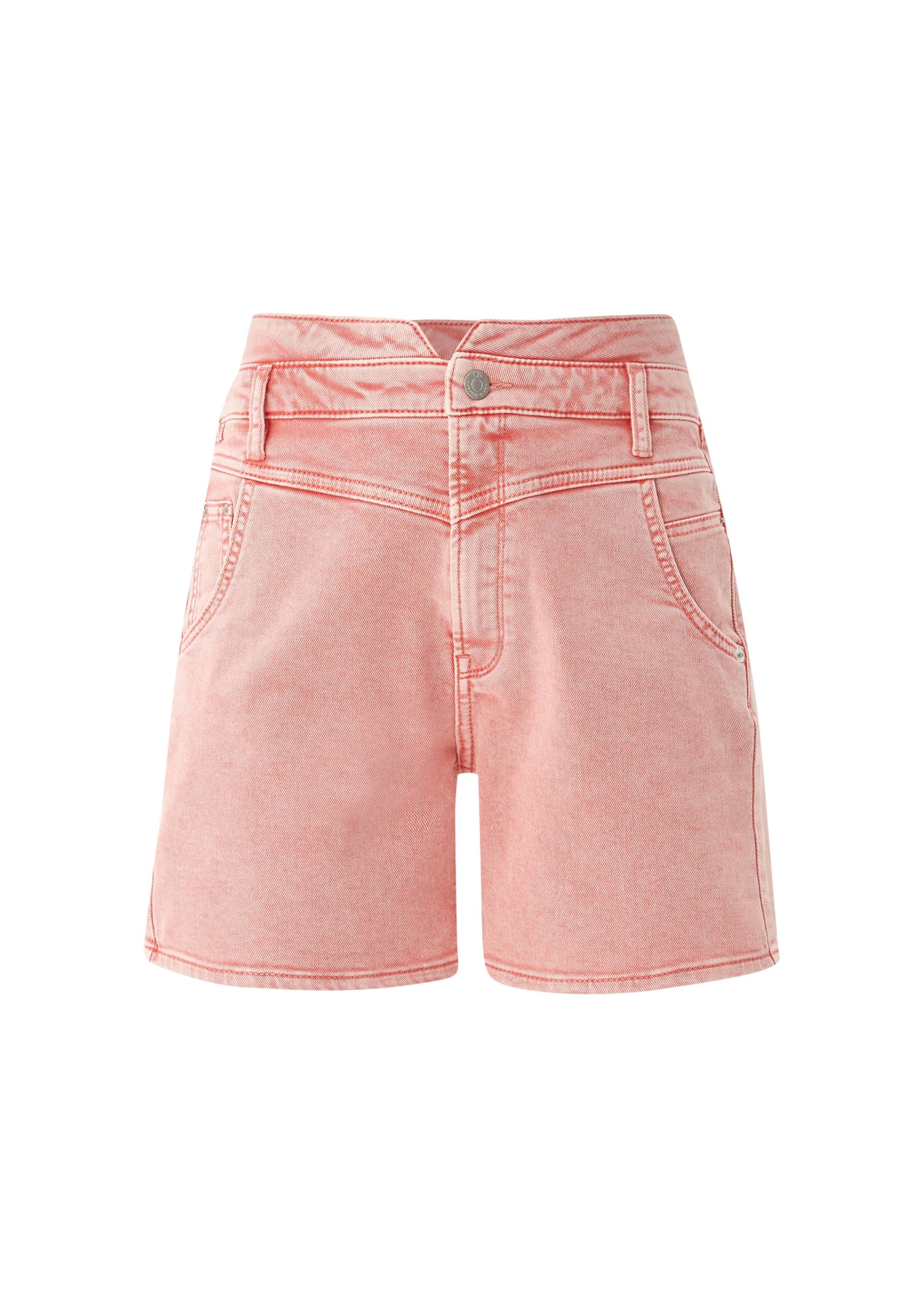 QS - Jeans-Shorts Mom / Relaxed Fit / High Rise / Straight Leg, Damen, Rosa von QS